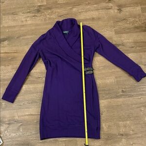 Polo Ralph Lauren Knit Deep Purple Wrap Dress with Buckle Medium